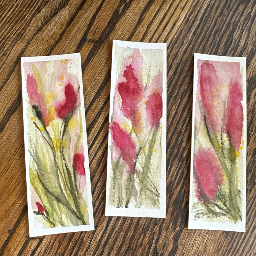 Set of 3 Pink Watercolor Floral Art Prints